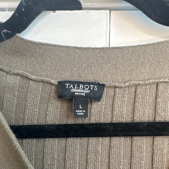 Talbots Petites Olive Green Ribbed Button Down Cardigan with Pockets - Picture 2 of 7